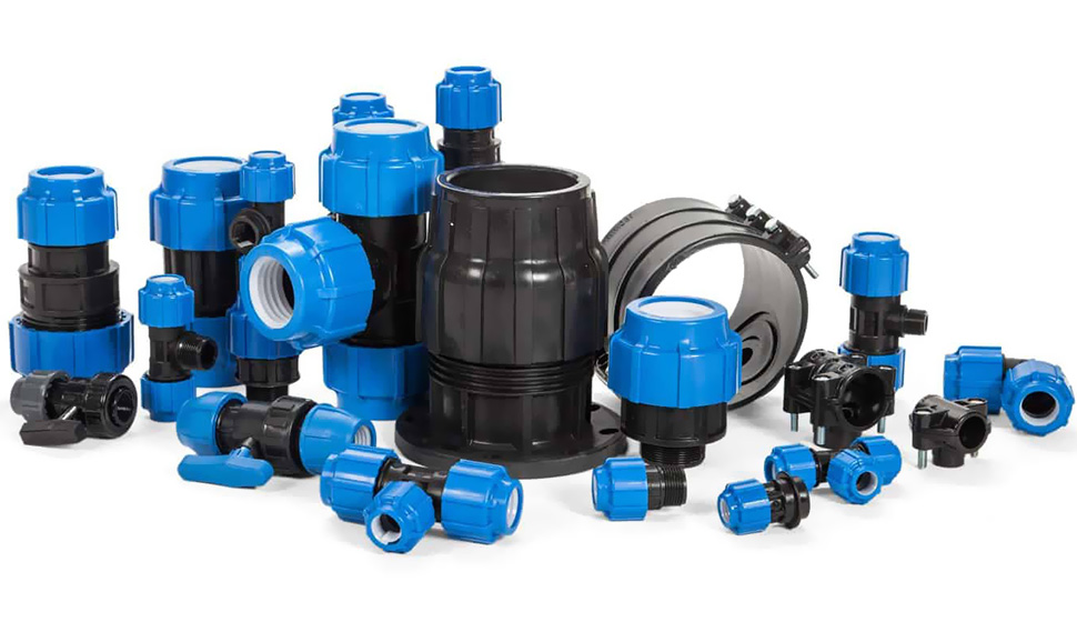 Black and blue precision plastic parts manufactured by Drimo Plastics